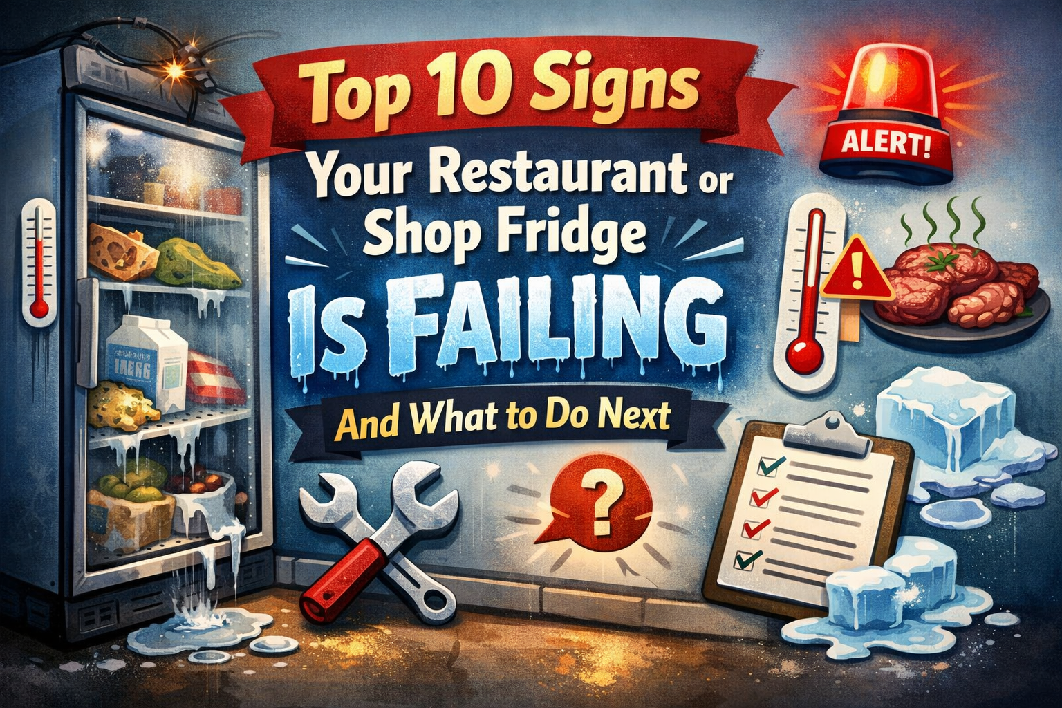 restaurant or shop fridge is failing